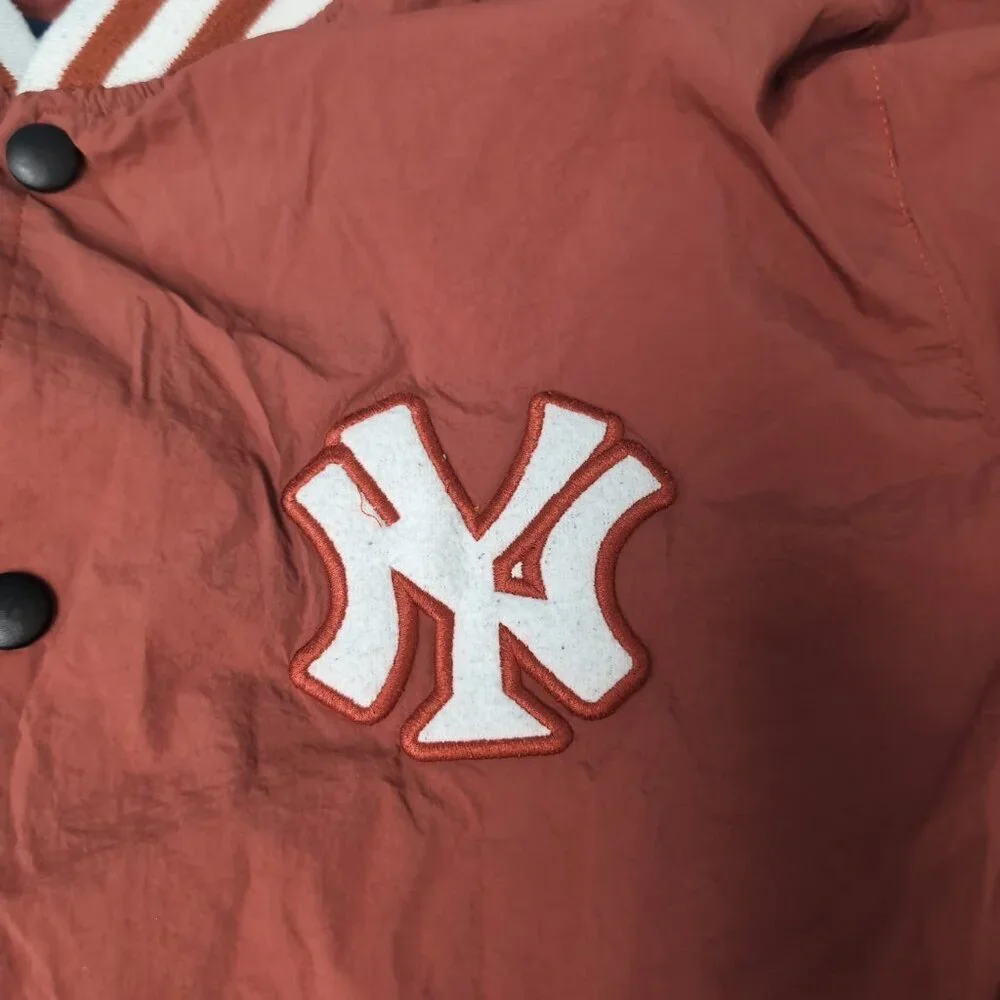 Ralph Lauren Polo x NY Yankees Rust Red Windbreaker Button Down Men Size XXL
